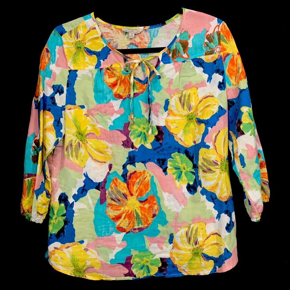 Linen Blend by Hester & Orchard Floral Print Top